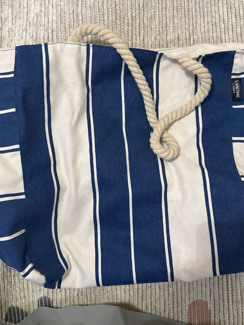 Blue and White Striped Rope Tote Bag